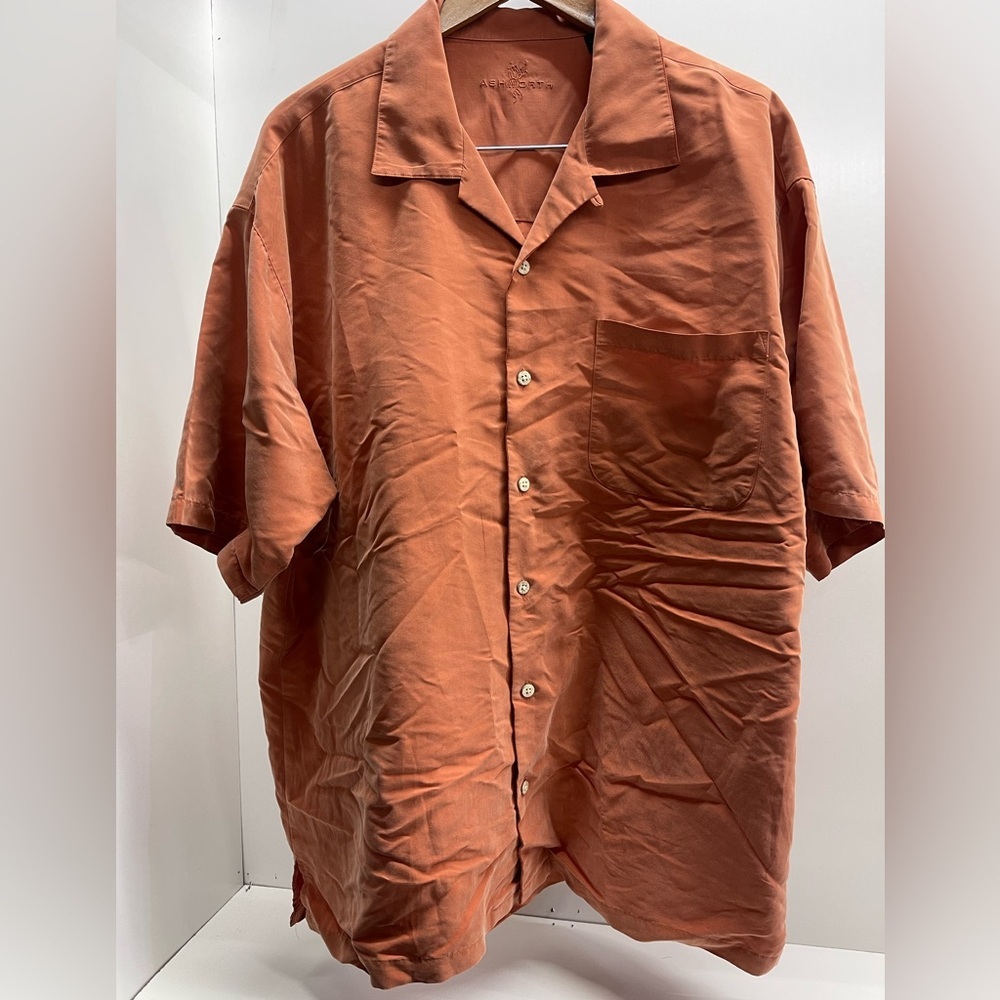 Ashworth Men's Casual Button Down Shirt in Rust Orange